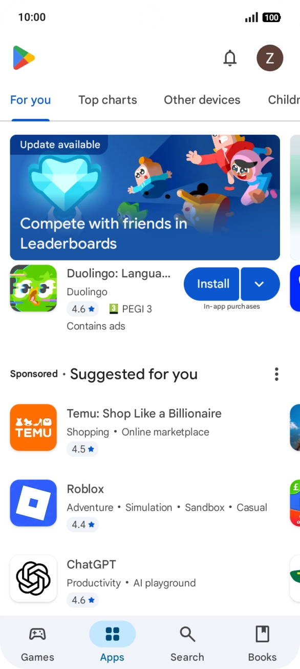 Press the profile icon.