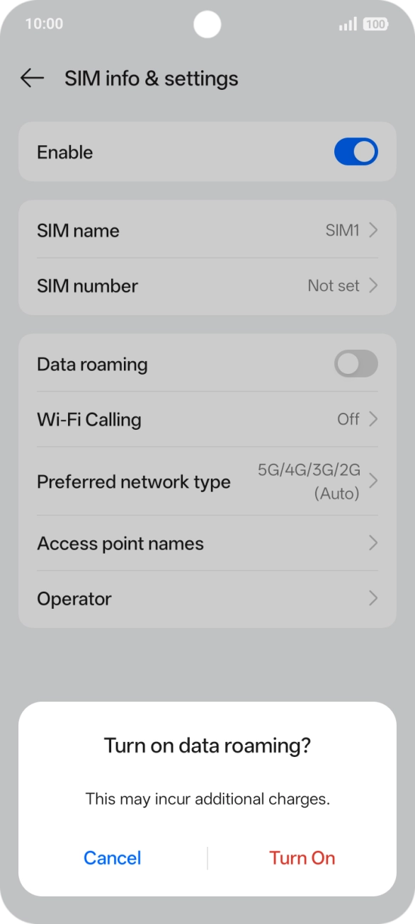 If you turn on the function, press Turn On.