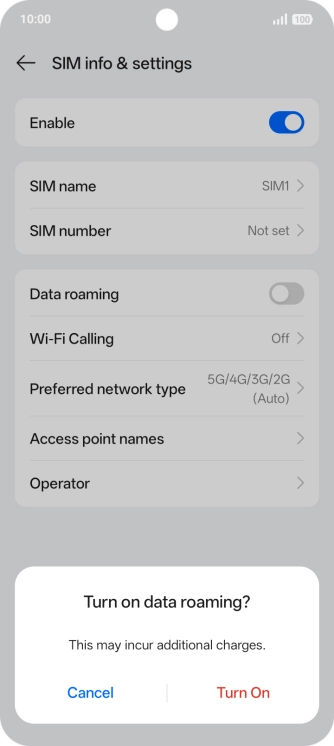 If you turn on the function, press Turn On.