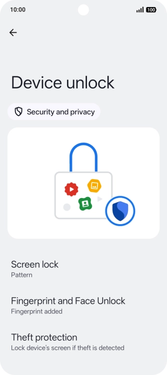 Press Screen lock and key in the additional phone lock code you created earlier.