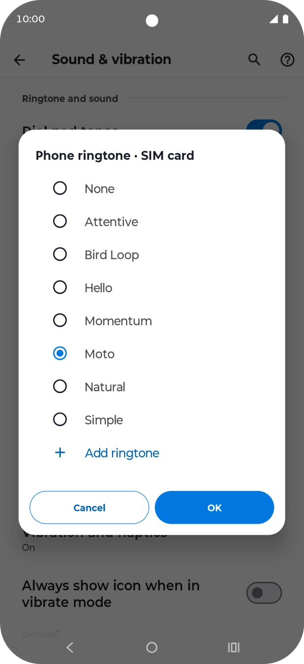 Press the different ring tones to hear them.