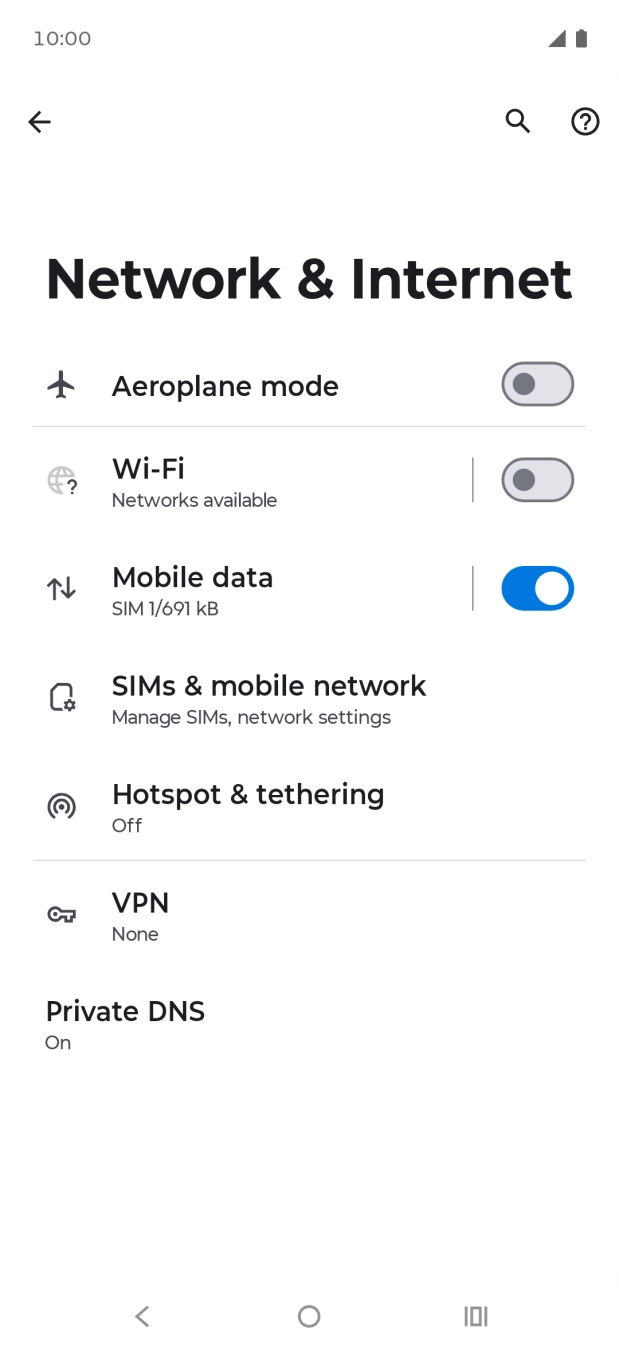 Press SIMs & mobile network. Press SIMs & mobile network.