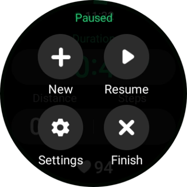 Press Finish to end an activity.