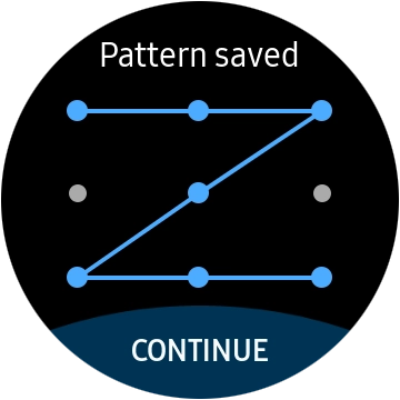 Slide your finger across the screen to connect at least four points and press CONTINUE. Slide your finger across the screen to connect at least four points and press CONTINUE.