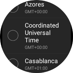 Press the required time zone. Press the required time zone.