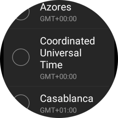 Press the required time zone. Press the required time zone.