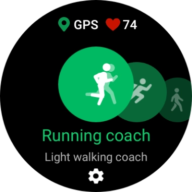 Drag your finger right or left to select the required activity.