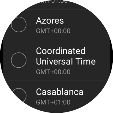 Press the required time zone. Press the required time zone.