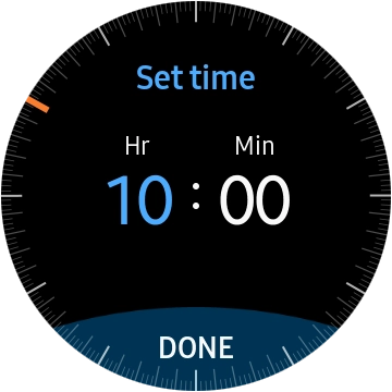 Turn the Rotating bezel right or left to set the required time. Turn the Rotating bezel right or left to set the required time.