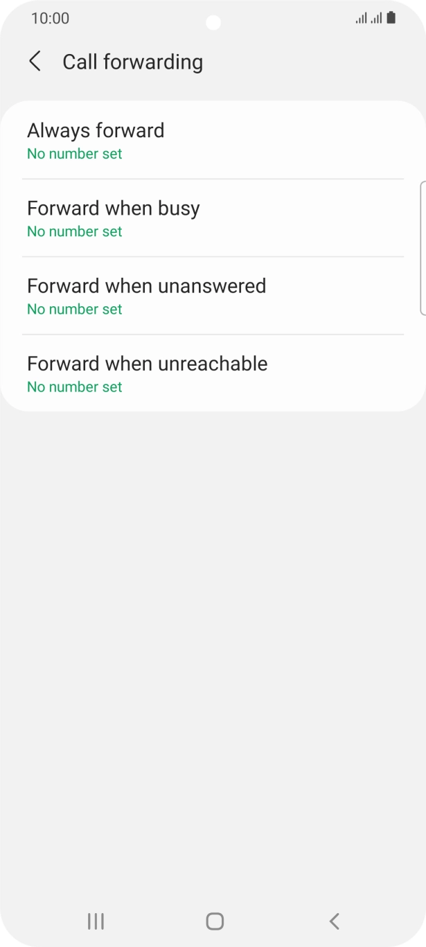 Press the required divert type. Press the required divert type.
