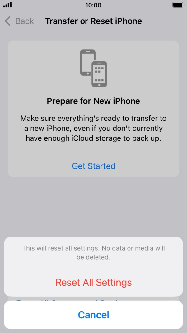 Press Reset All Settings.