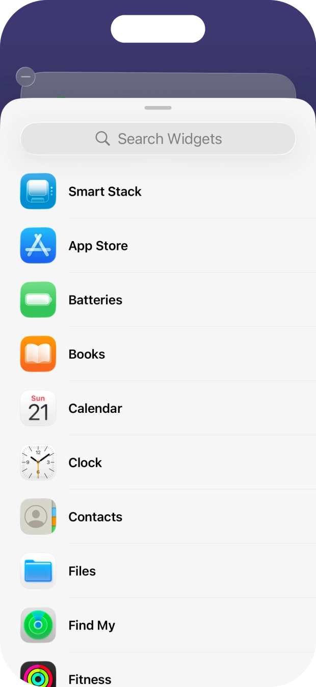 Press the required widget. Press the required widget.