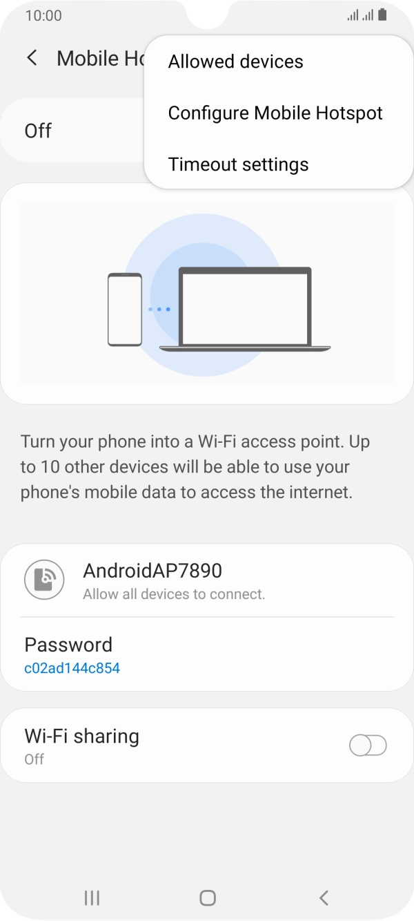 Press Configure Mobile Hotspot. Press Configure Mobile Hotspot.