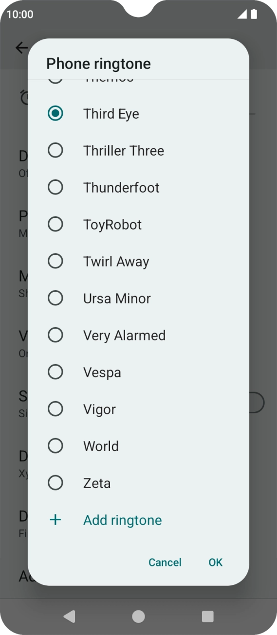 Once you've found a ring tone you like, press OK.