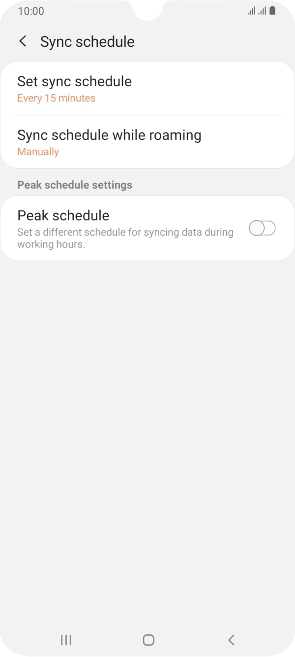 Press Set sync schedule. Press Set sync schedule.