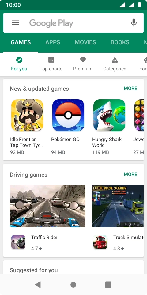 Press the search field.