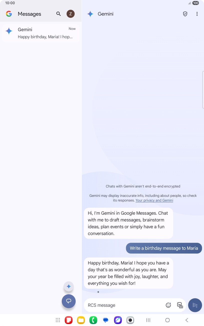 The text suggestion from Gemini is displayed. The text suggestion from Gemini is displayed.
