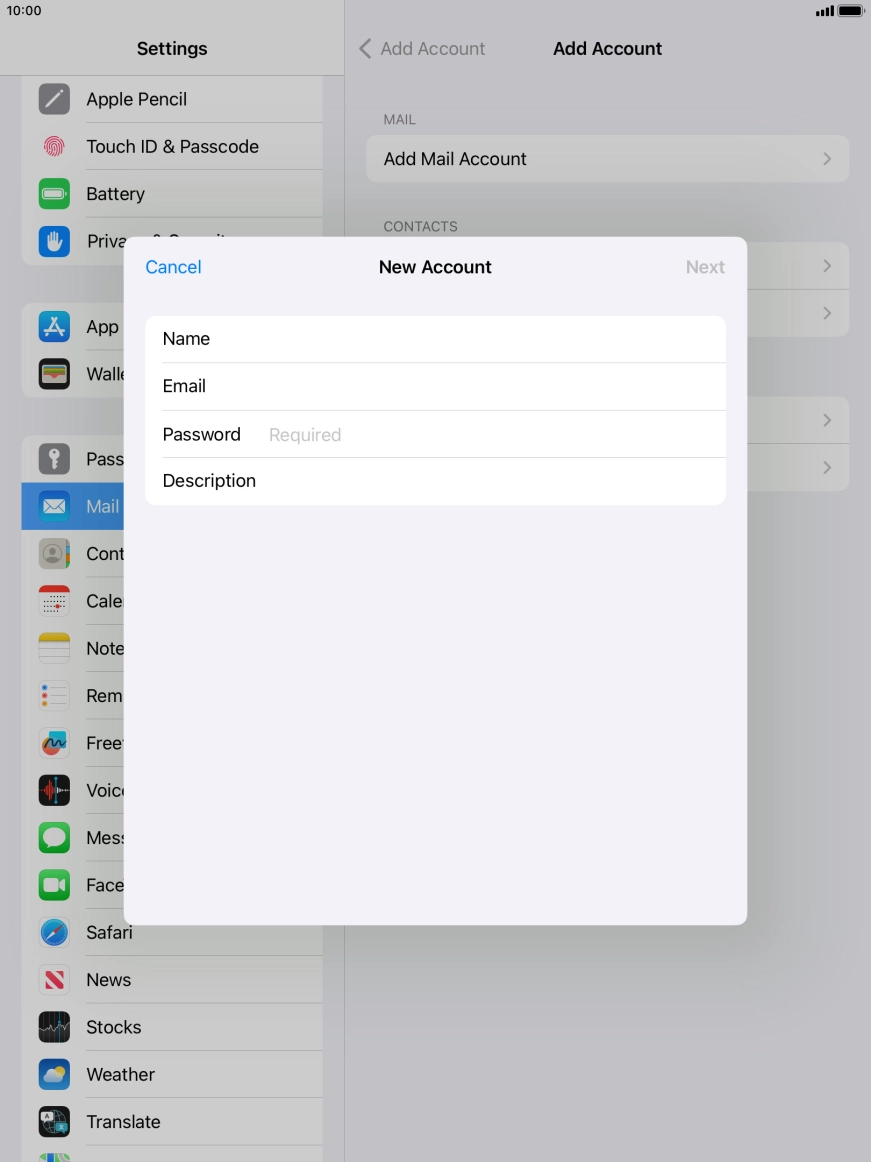 Press Password and key in the password for your email account. Press Password and key in the password for your email account.
