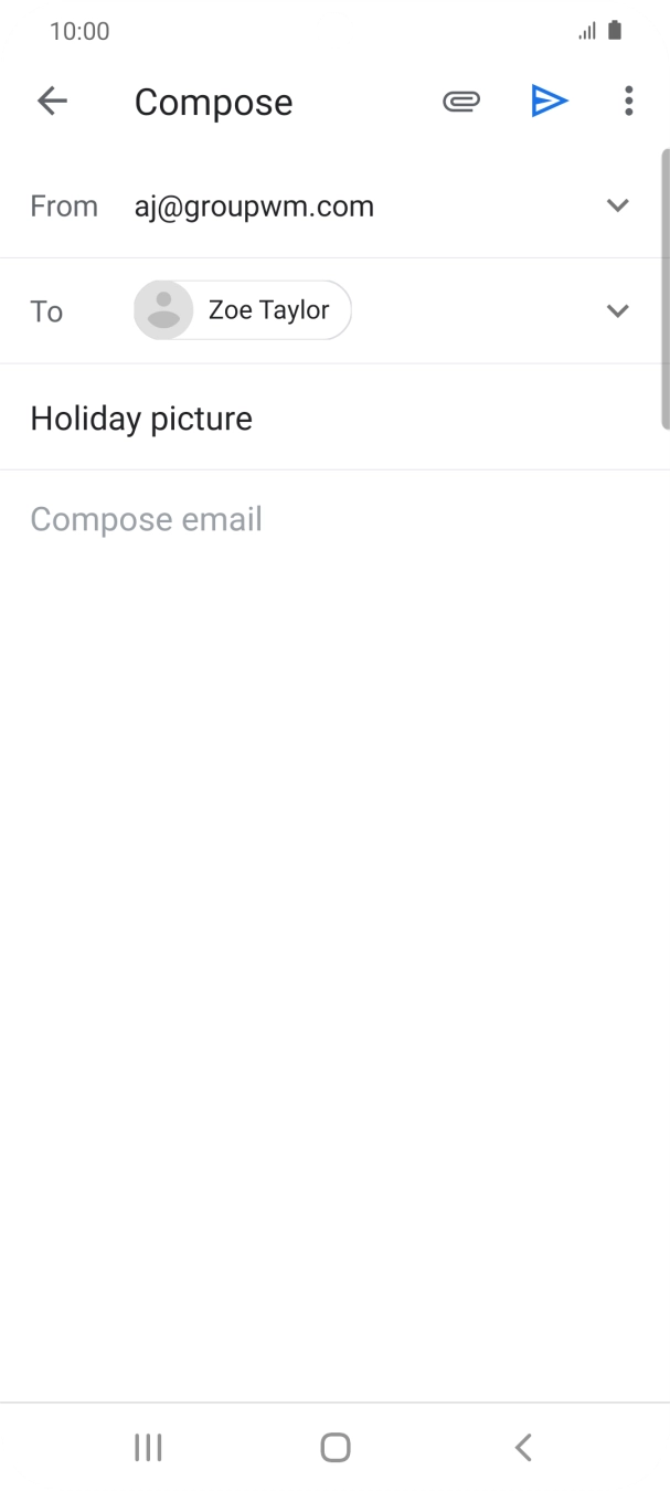 Press the text input field and write the text for your email. Press the text input field and write the text for your email.