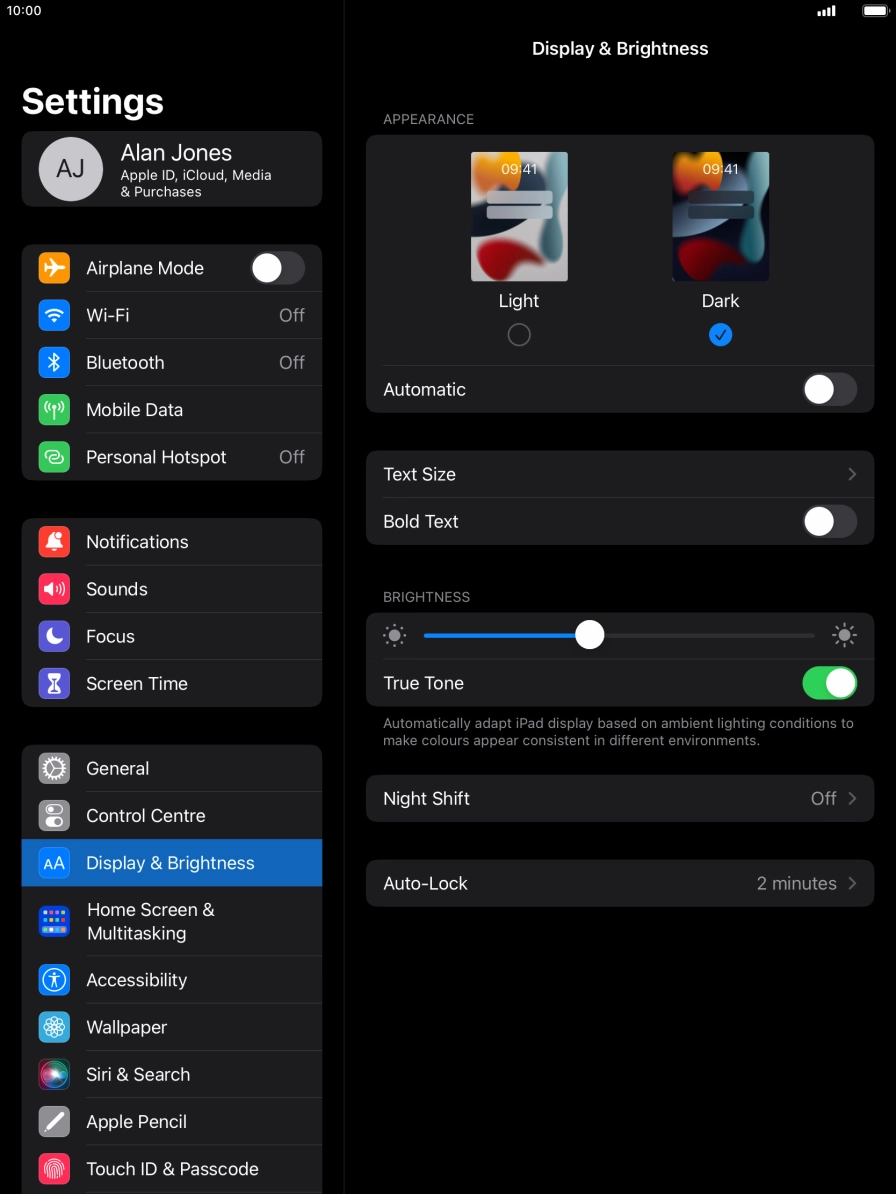 Press the indicator next to 'Automatic' to turn the function on or off. Press the indicator next to 'Automatic' to turn the function on or off.