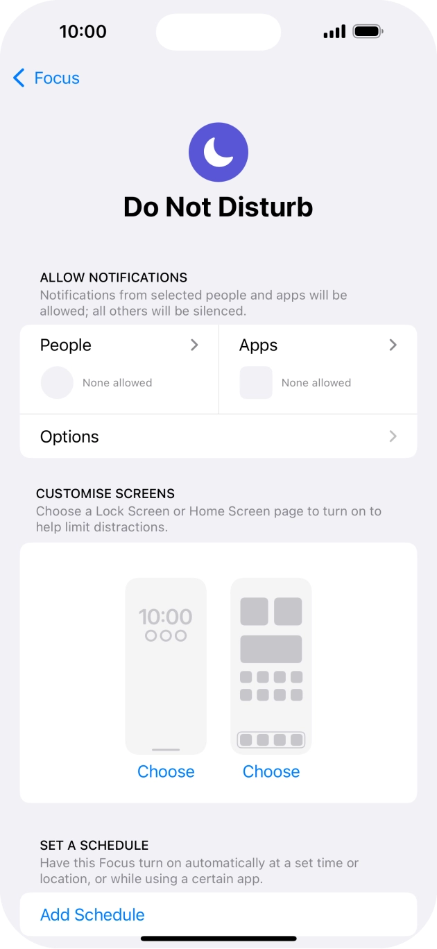 Press People and follow the instructions on the screen to select which contacts you would like to receive calls and notifications from when Do Not Disturb is turned on. Press People and follow the instructions on the screen to select which contacts you would like to receive calls and notifications from when Do Not Disturb is turned on.