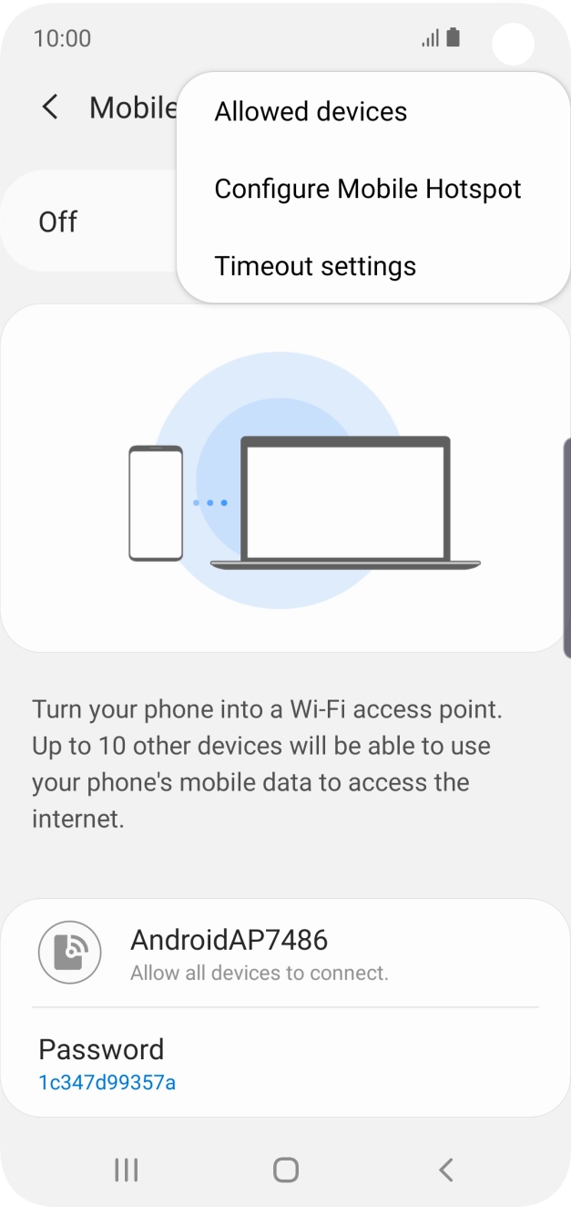 Press Configure Mobile Hotspot. Press Configure Mobile Hotspot.