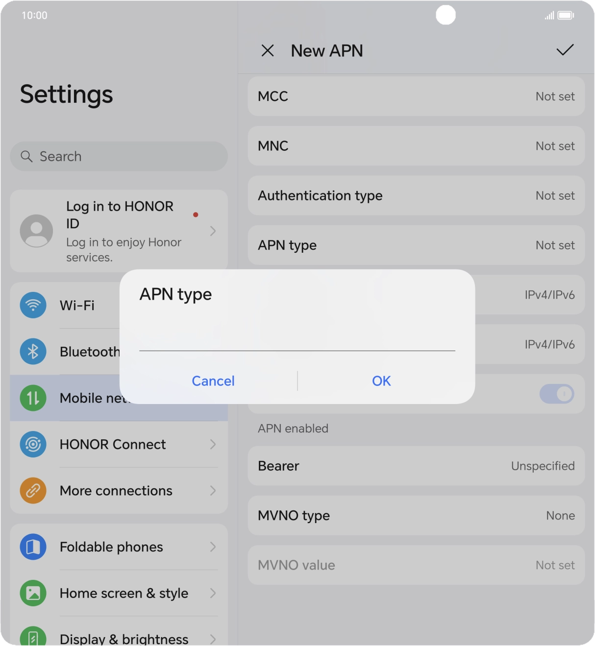 Key in default and press OK.