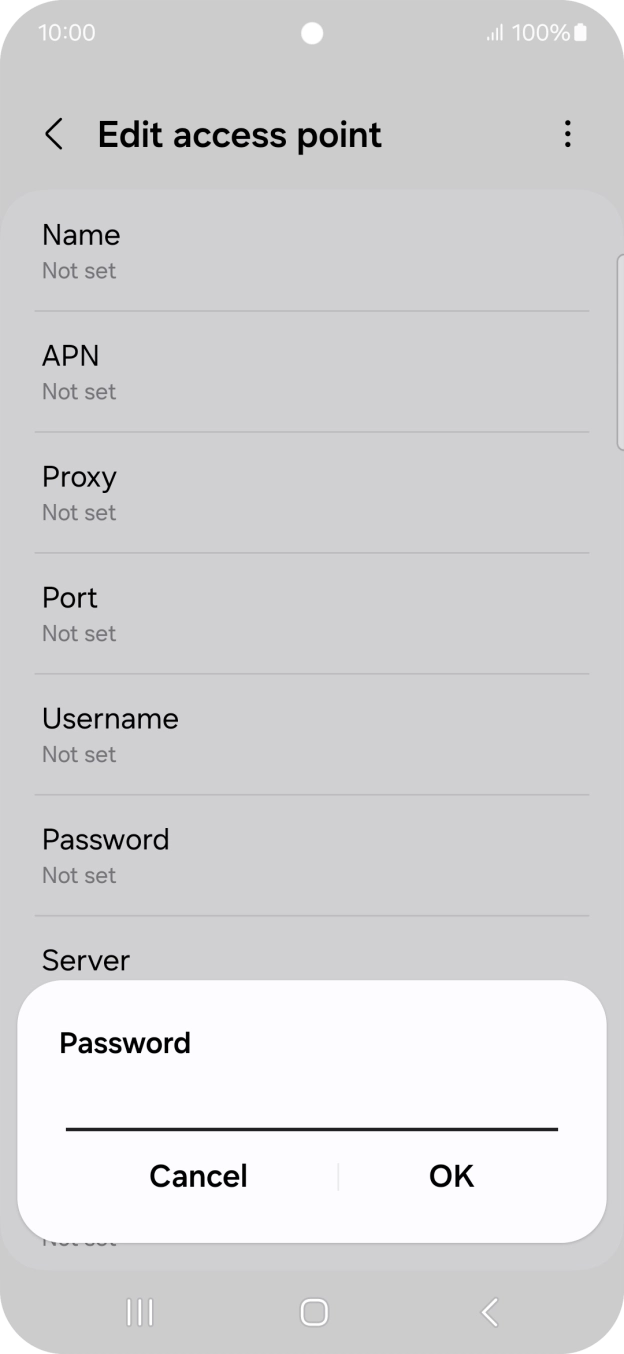 Key in p and press OK.