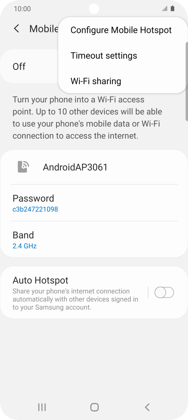 Press Configure Mobile Hotspot. Press Configure Mobile Hotspot.