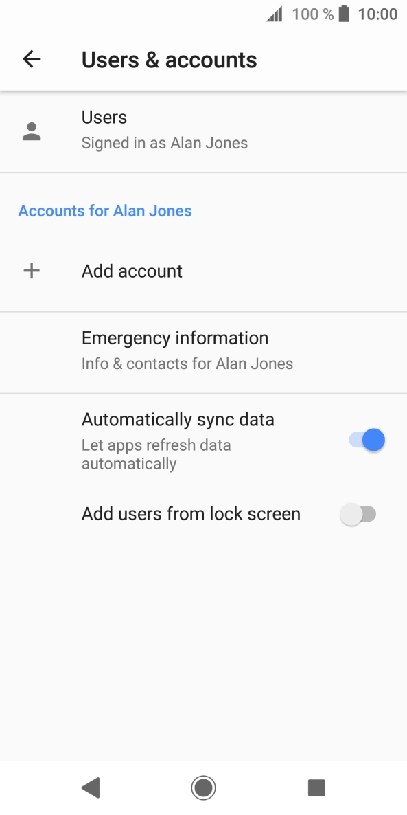 Press the indicator next to 'Automatically sync data' to turn the function on or off. Press the indicator next to 'Automatically sync data' to turn the function on or off.