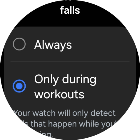 Press the required setting.