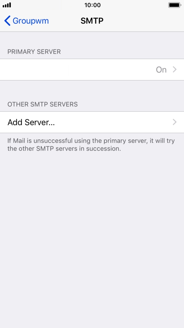 Press the field below 'PRIMARY SERVER'. Press the field below 'PRIMARY SERVER'.