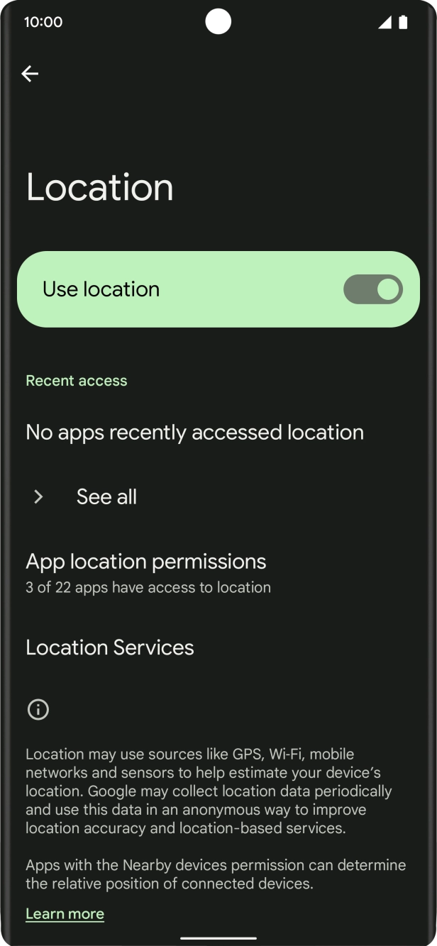 Press App location permissions. Press App location permissions.