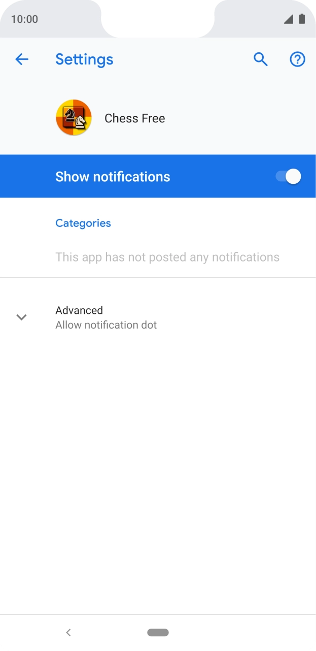 Press the indicator next to 'Show notifications' to turn the function on or off.