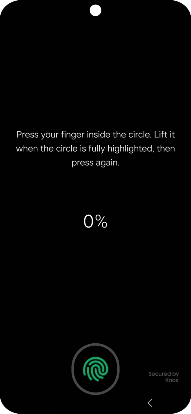 Follow the instructions on the screen to create the phone lock code using your fingerprint. Follow the instructions on the screen to create the phone lock code using your fingerprint.