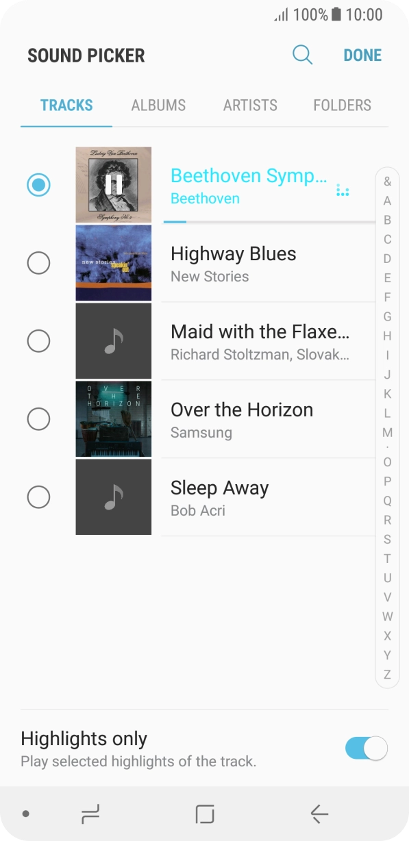 Once you've found a ring tone you like, press DONE.