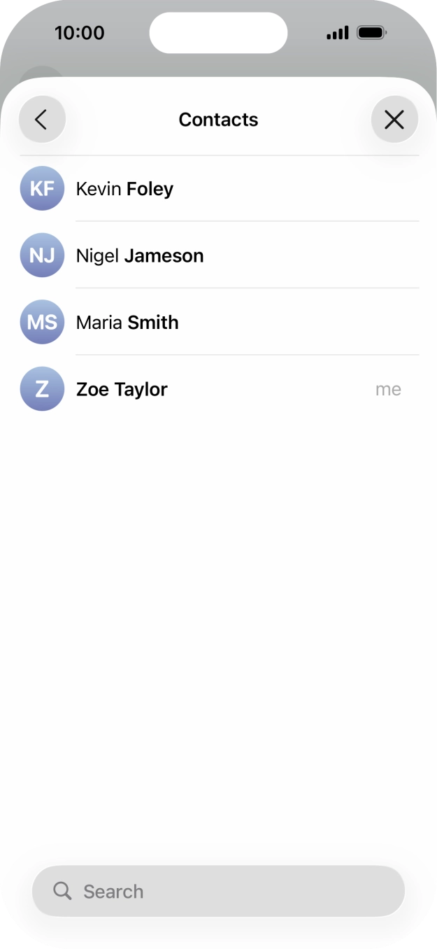 Press the required contact. Press the required contact.