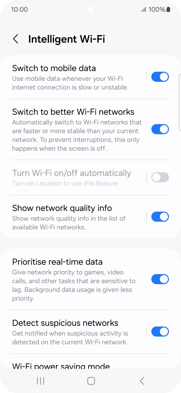 Press the indicator next to 'Switch to mobile data' to turn the function on or off.