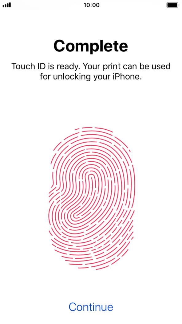 Press Continue. If you haven't previously selected a phone lock code, key in a code of your own choice twice.