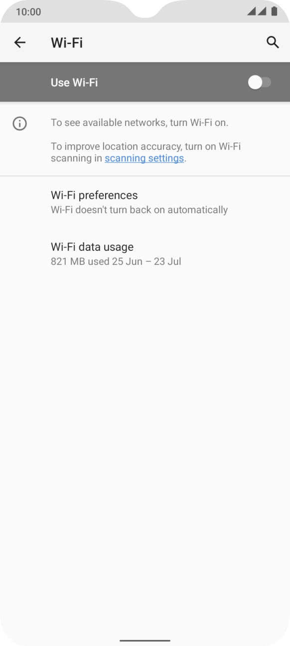 Press the indicator next to 'Use Wi-Fi' to turn on the function.