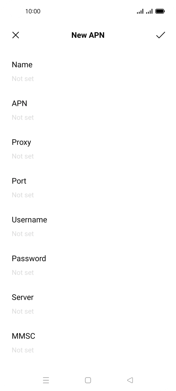Press the field below 'Name' and key in O2 UK MMS.