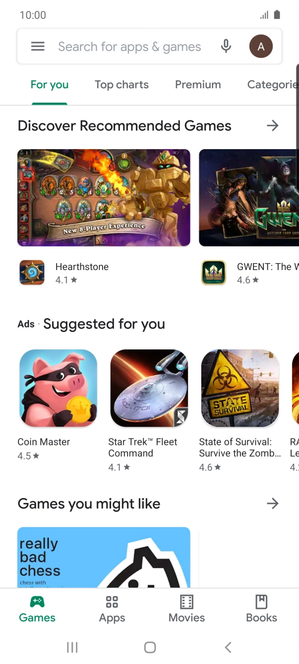 Press the search field.
