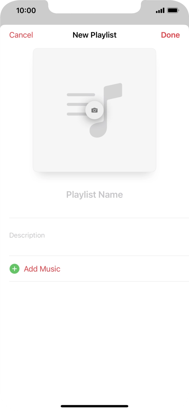Press the text input field and key in a name for the playlist. Press the text input field and key in a name for the playlist.