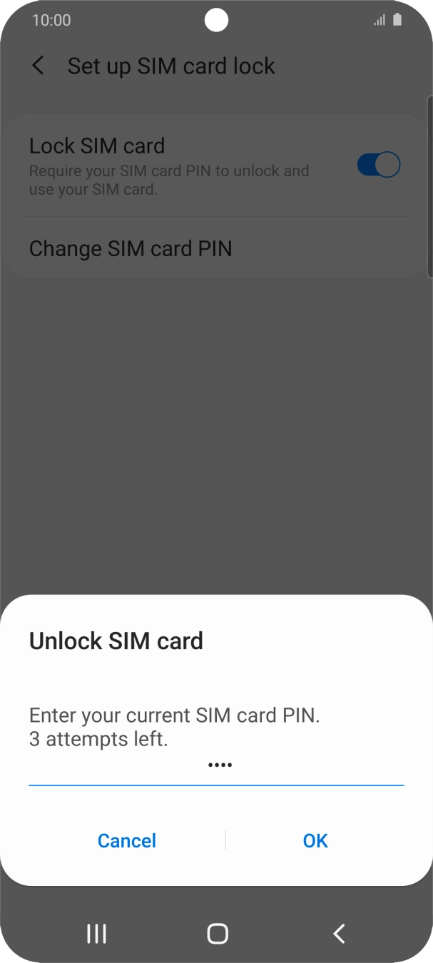 Key in your SIM PIN and press OK. The default SIM PIN is 0000.