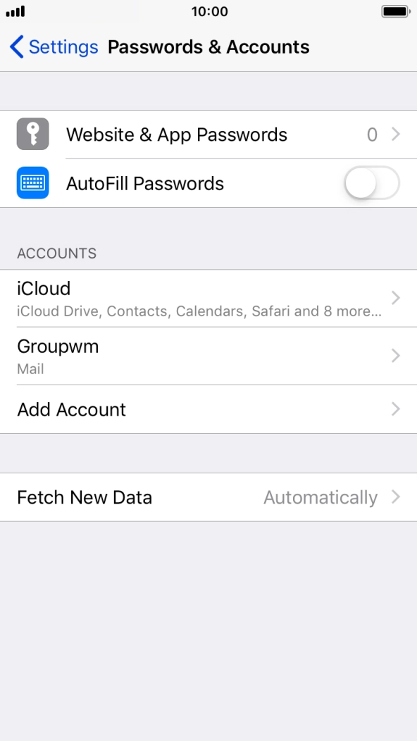 Press the name of the email account you've just set up. Press the name of the email account you've just set up.