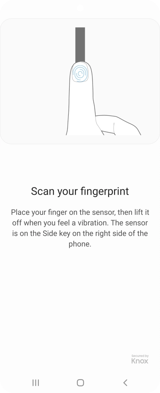 Follow the instructions on the screen to create the phone lock code using your fingerprint. Follow the instructions on the screen to create the phone lock code using your fingerprint.