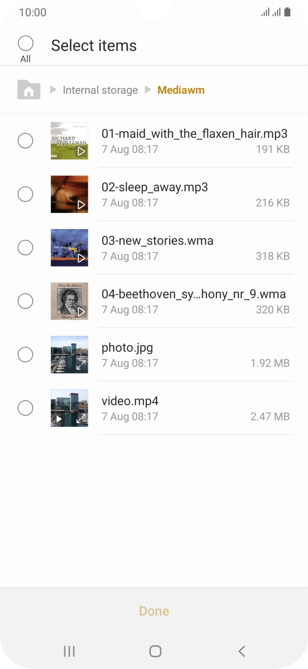 Press the required file. Press the required file.