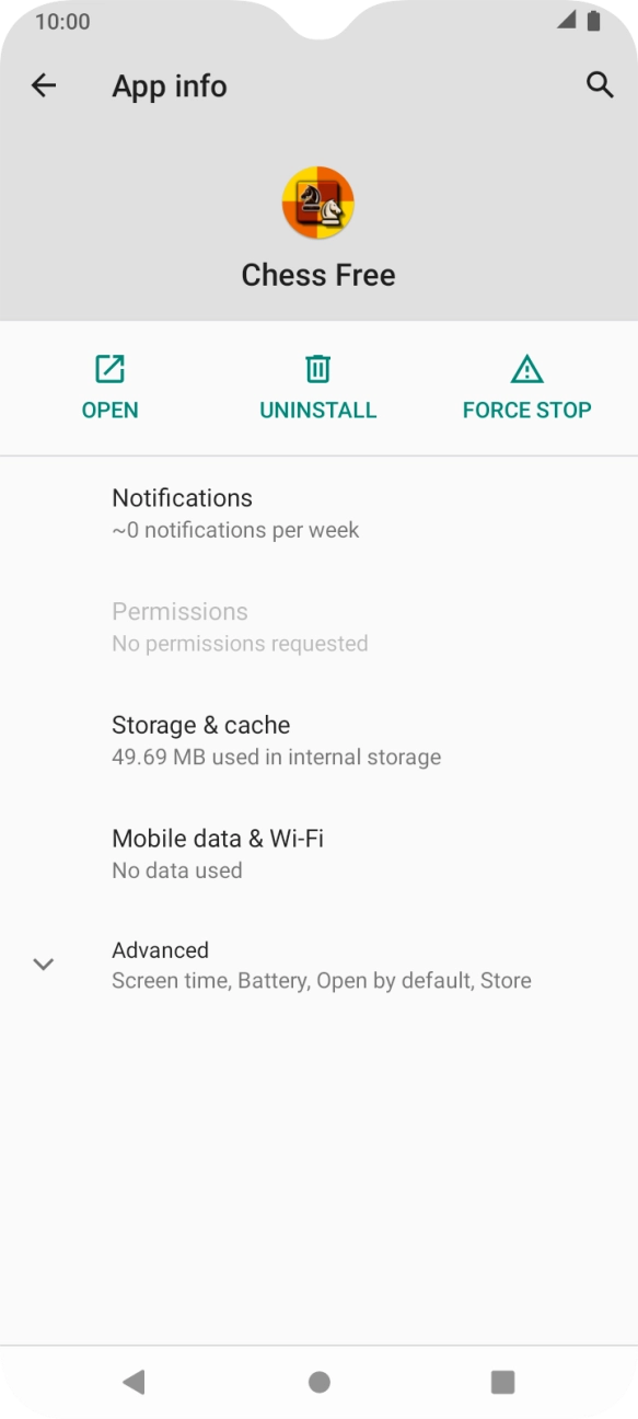 Press Storage & cache.