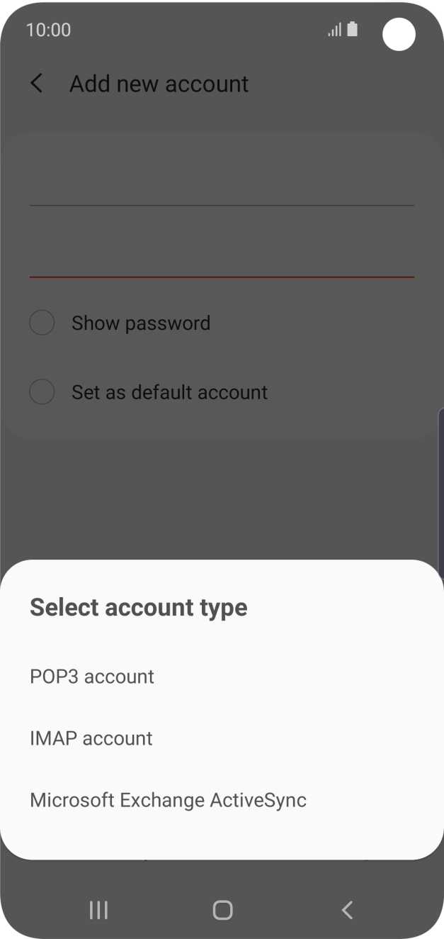 Press POP3 account. Press POP3 account.