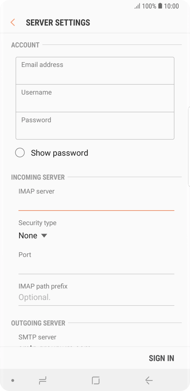 Press the drop down list below 'Security type'. Press the drop down list below 'Security type'.